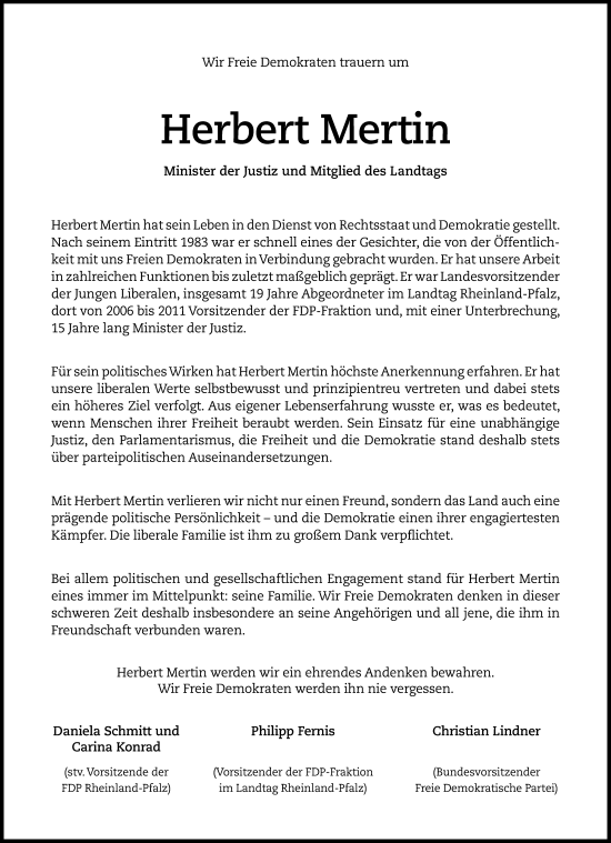 Traueranzeige von Herbert Mertin von Allgemeine Zeitung Rheinhessen-Nahe