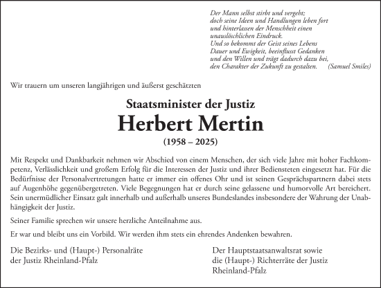 Traueranzeige von Herbert Mertin von Allgemeine Zeitung Rheinhessen-Nahe