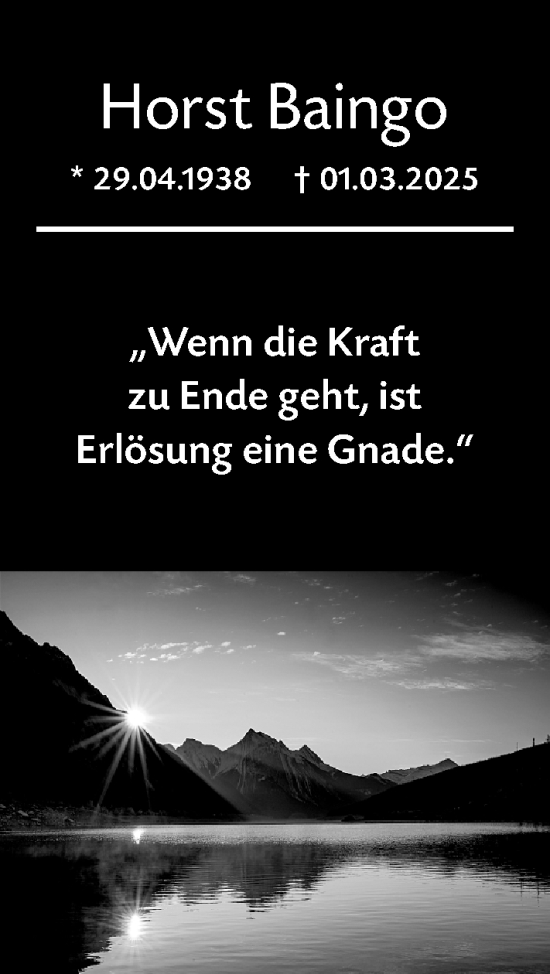 Traueranzeige von Horst Baingo von Wiesbadener Kurier