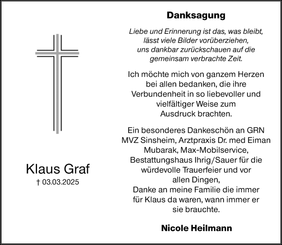 Traueranzeige von Klaus Graf von Odenwälder Echo