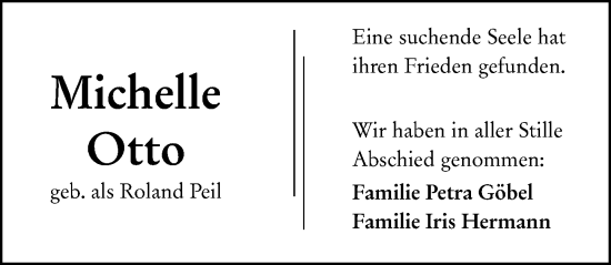 Traueranzeige von Michelle Otto von Dill Block