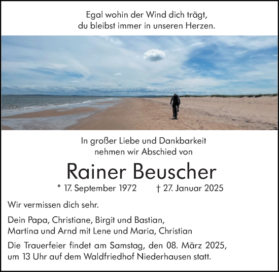 Traueranzeige von Rainer Beuscher von Allgemeine Zeitung Mainz