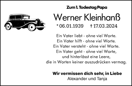 Traueranzeige von Werner Kleinhanß von Allgemeine Zeitung Mainz