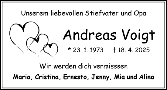 Traueranzeige von Andreas Voigt von Odenwälder Echo