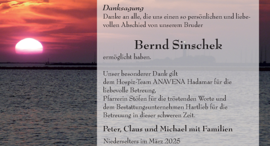 Traueranzeige von Bernd Sinschek von Camberger Anzeiger