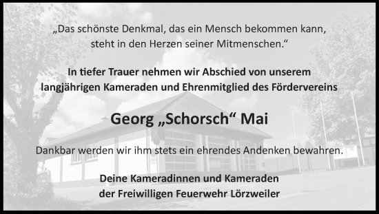 Traueranzeige von Georg Mai von Allgemeine Zeitung Mainz