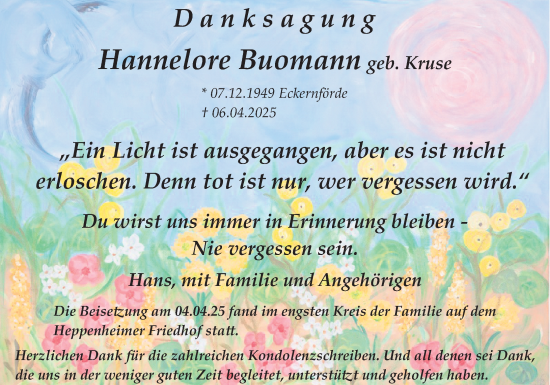 Traueranzeige von Hannelore Buomann von Starkenburger Echo