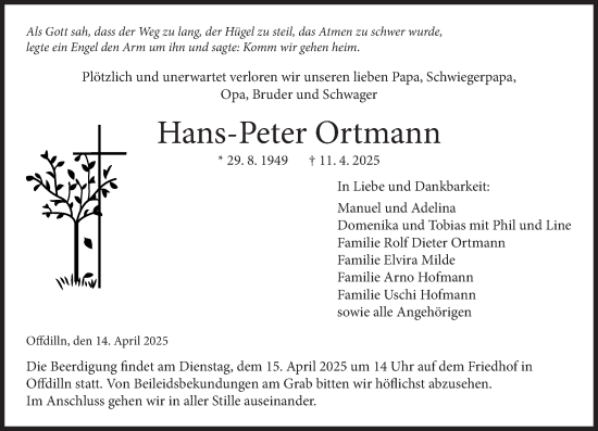 Traueranzeige von Hans-Peter Ortmann von Dill Block