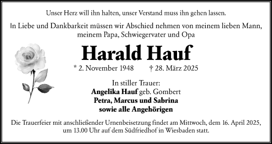 Traueranzeige von Harald Hauf von Wiesbadener Kurier