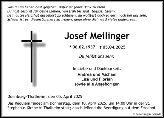 Traueranzeige von Josef Meilinger von Nassauische Neue Presse
