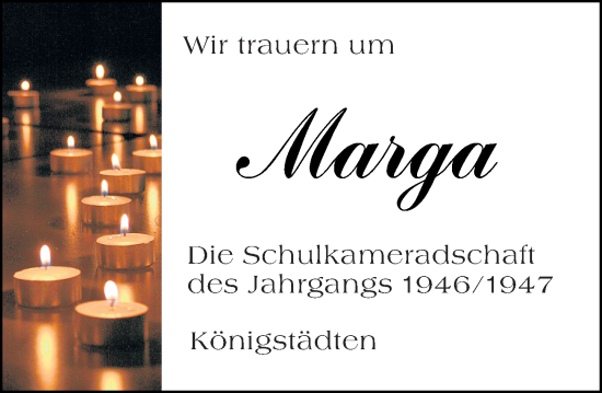 Traueranzeige von Marga Metzger von Rüsselsheimer Echo