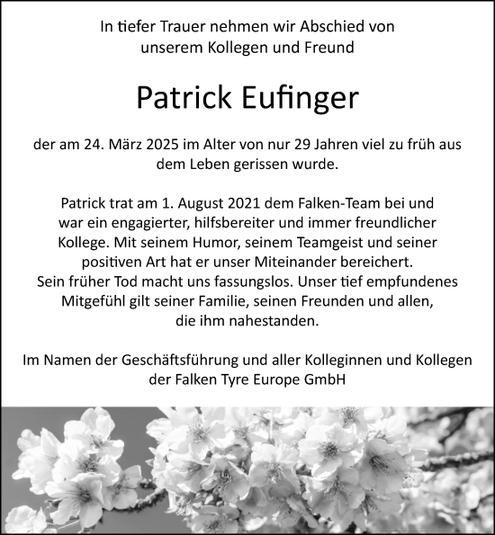 Traueranzeige von Patrick Eufinger von Groß-Gerauer Echo
