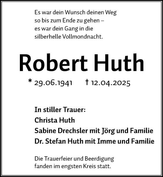 Traueranzeige von Robert Huth von Darmstädter Echo