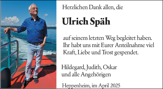Traueranzeige von Ulrich Späh von Starkenburger Echo