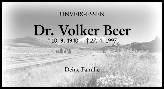 Traueranzeige von Volker Beer von Allgemeine Zeitung Mainz