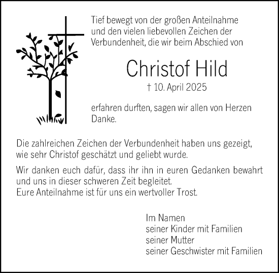 Traueranzeige von Christof Hild von Dill Block