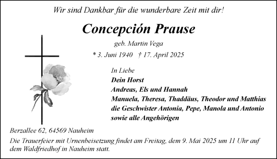 Traueranzeige von Concepcion Prause von Rüsselsheimer Echo