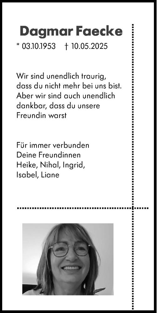 Traueranzeige von Dagmar Faecke von Starkenburger Echo