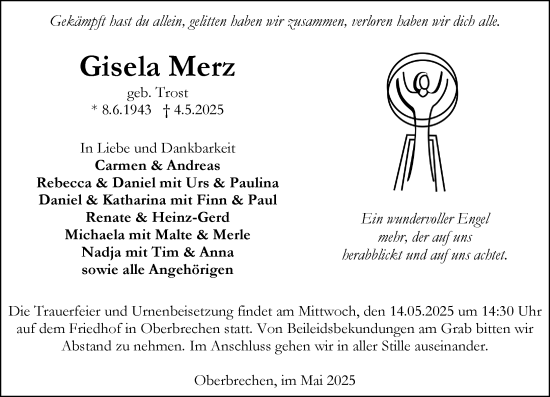 Traueranzeige von Gisela Merz von Camberger Anzeiger