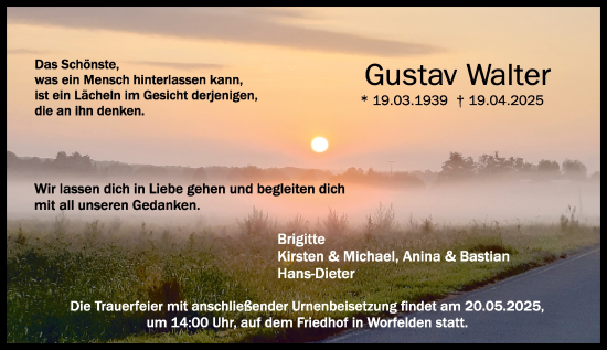 Traueranzeige von Gustav Walter von Groß-Gerauer Echo