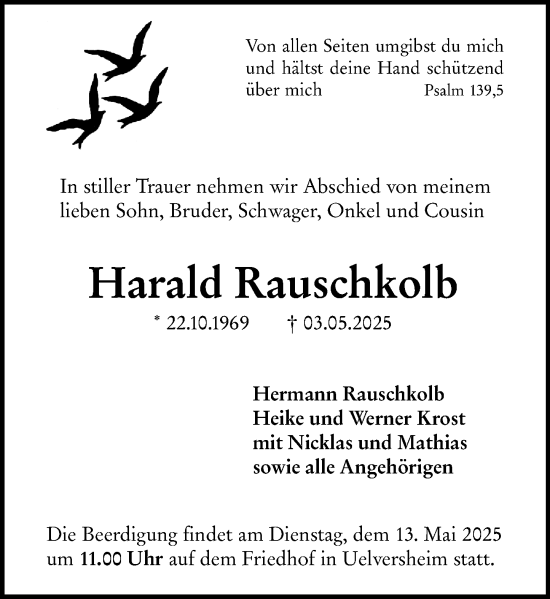 Traueranzeige von Harald Rauschkolb von Allgemeine Zeitung Mainz