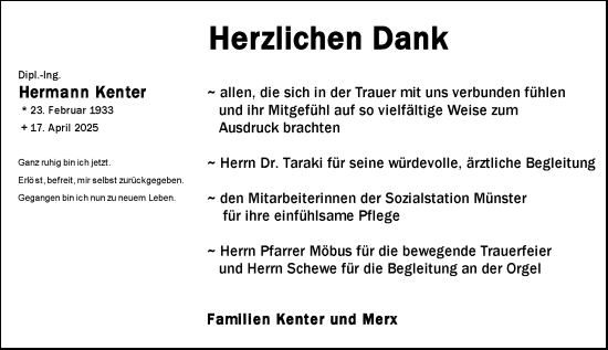Traueranzeige von Hermann Kenter von Darmstädter Echo
