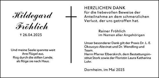 Traueranzeige von Hildegard Fröhlich von Groß-Gerauer Echo