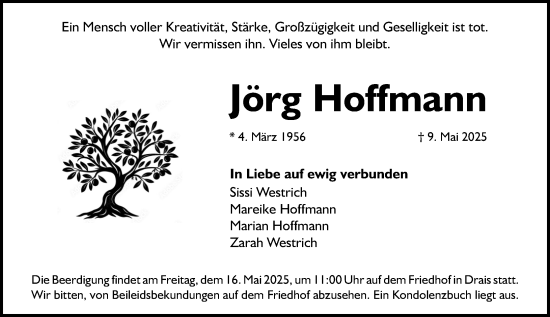Traueranzeige von Jörg Hoffmann von Allgemeine Zeitung Mainz