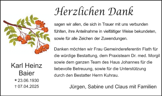 Traueranzeige von Karl Heinz Baier von Starkenburger Echo