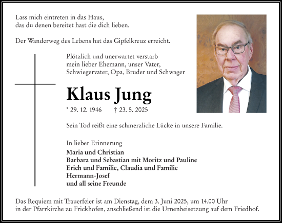 Traueranzeige von Klaus Jung von Nassauische Neue Presse