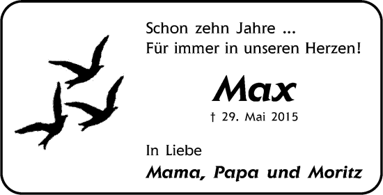 Traueranzeige von Max  von Odenwälder Echo
