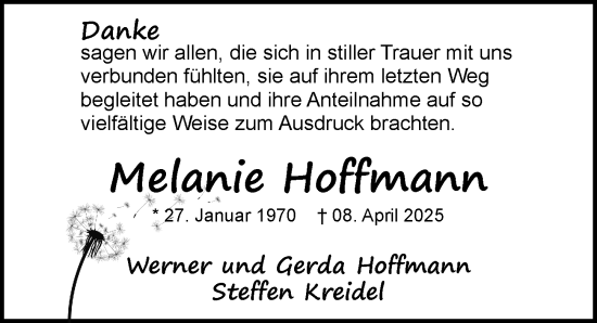 Traueranzeige von Melanie Hoffmann von Weilburger Tageblatt