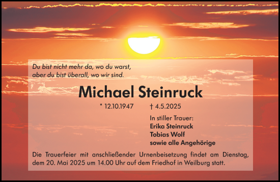 Traueranzeige von Michael Steinruck von Weilburger Tageblatt