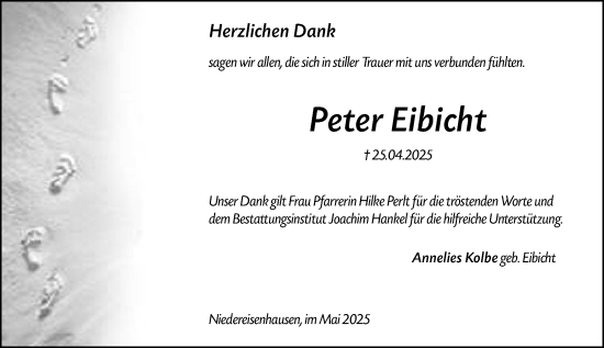 Traueranzeige von Peter Eibicht von Hinterländer Anzeiger