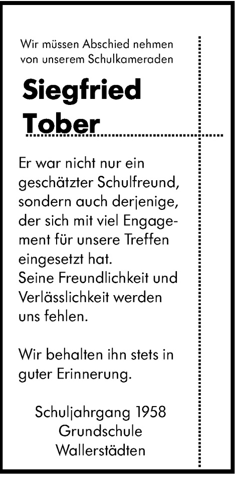 Traueranzeige von Siegfried Tober von Groß-Gerauer Echo