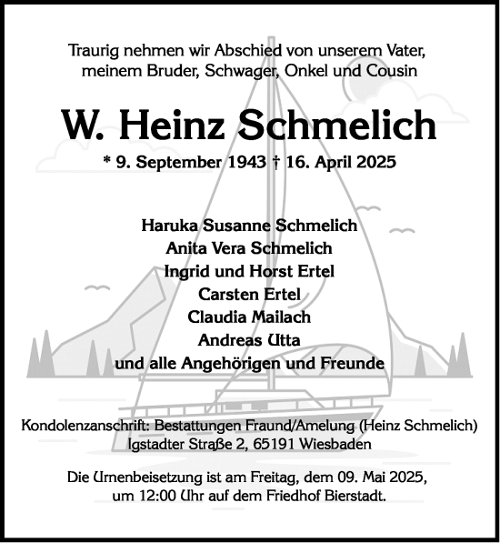 Traueranzeige von W. Heinz Schmelich von Wiesbadener Kurier