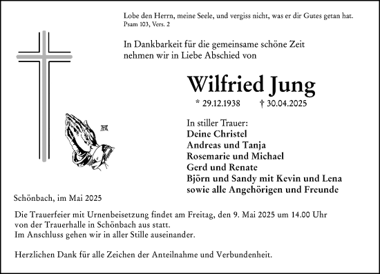 Traueranzeige von Wilfried Jung von Dill Block