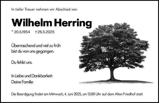 Traueranzeige von Wilhelm Herring von Hochheimer Zeitung