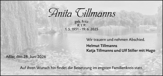 Traueranzeige von Anita Tillmanns von Wetzlarer Neue Zeitung