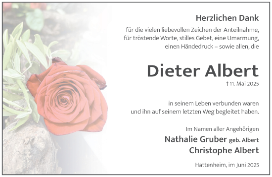 Traueranzeige von Dieter Albert von Rheingau Kurier