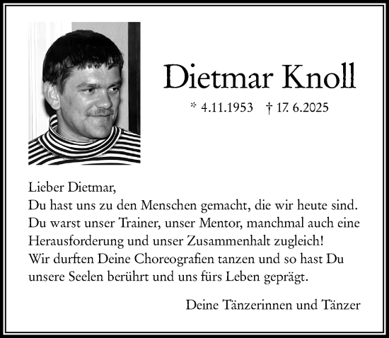Traueranzeige von Dietmar Knoll von Wiesbadener Kurier