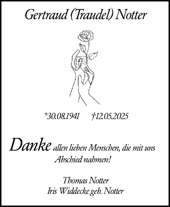 Traueranzeige von Gertraud Notter von Darmstädter Echo