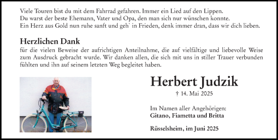Traueranzeige von Herbert Judzik von Rüsselsheimer Echo