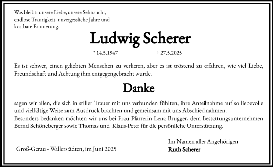 Traueranzeige von Ludwig Scherer von Groß-Gerauer Echo