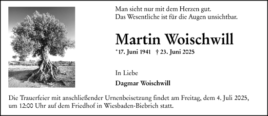 Traueranzeige von Martin Woischwill von Wiesbadener Kurier