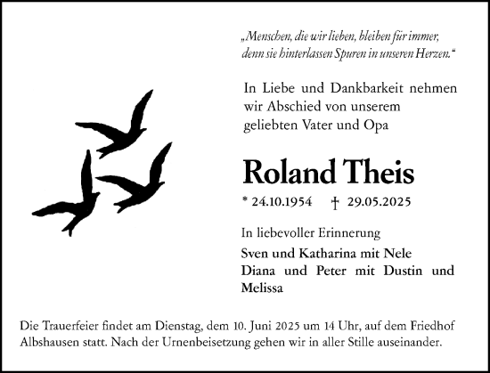 Traueranzeige von Roland Theis von Wetzlarer Neue Zeitung