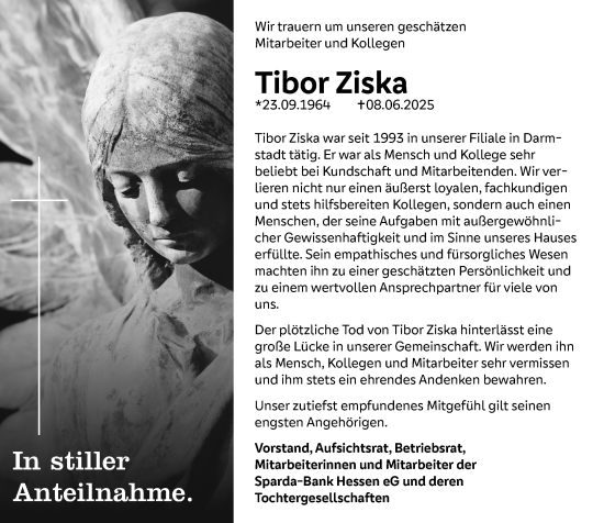 Traueranzeige von Tibor Ziska von Darmstädter Echo