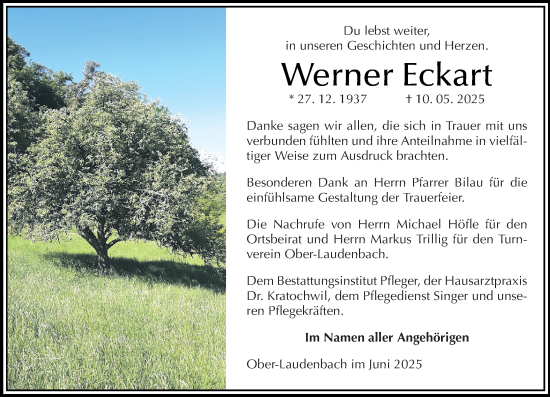 Traueranzeige von Werner Eckart von Starkenburger Echo
