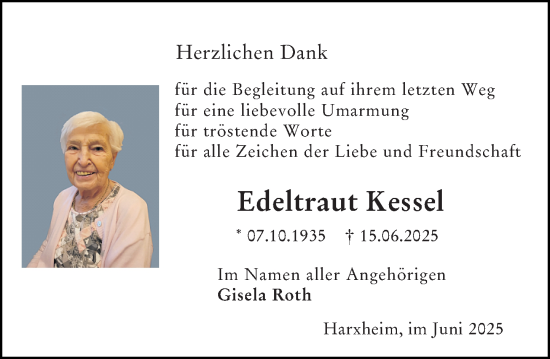 Traueranzeige von Edeltraut Kessel von Allgemeine Zeitung Mainz