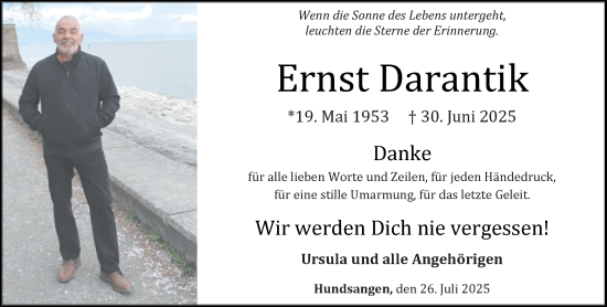 Traueranzeige von Ernst Darantik von Nassauische Neue Presse